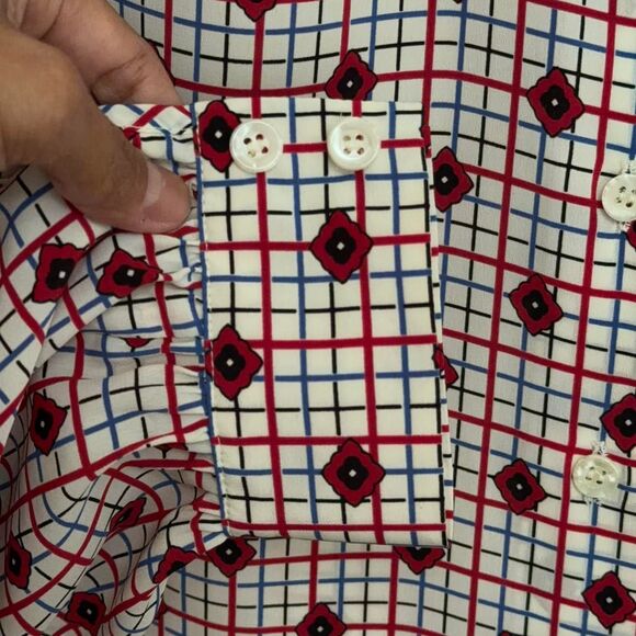 Vtg 70s/80s James Kenrob by Dalton red and blue button up shirt size 6 fits S/M - Picture 8 of 8